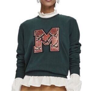 SCOTCH & SODA NEW Womens Crewneck Cotton Graphic Sweatshirt Size M Green